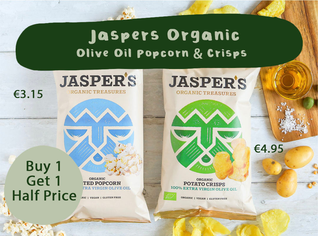 Buy 1 Get 1 Half Price On Jaspers Olive Oil Popcorn & Crisps