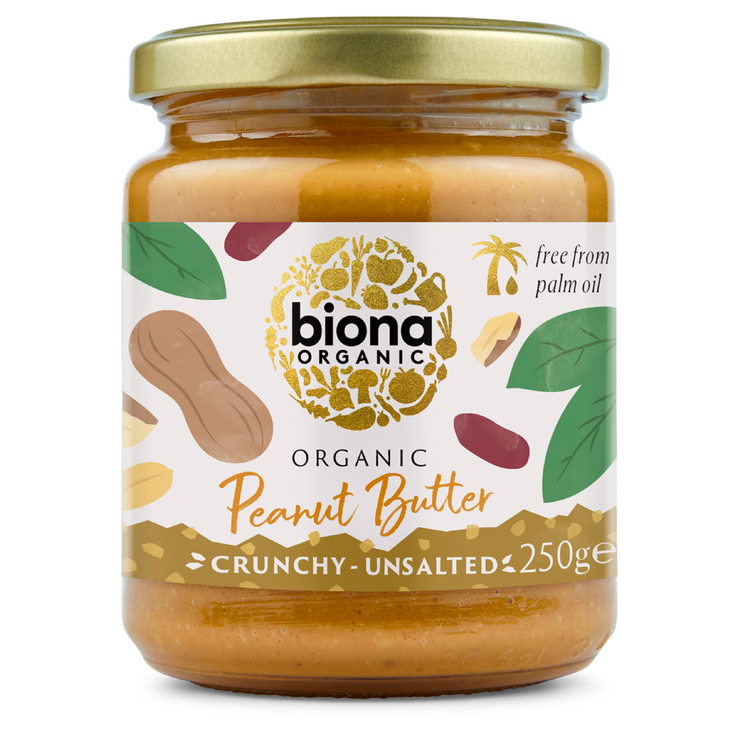 Biona Label Here's Health | Biona Organic Crunchy Peanut Butter Unsalted 250g