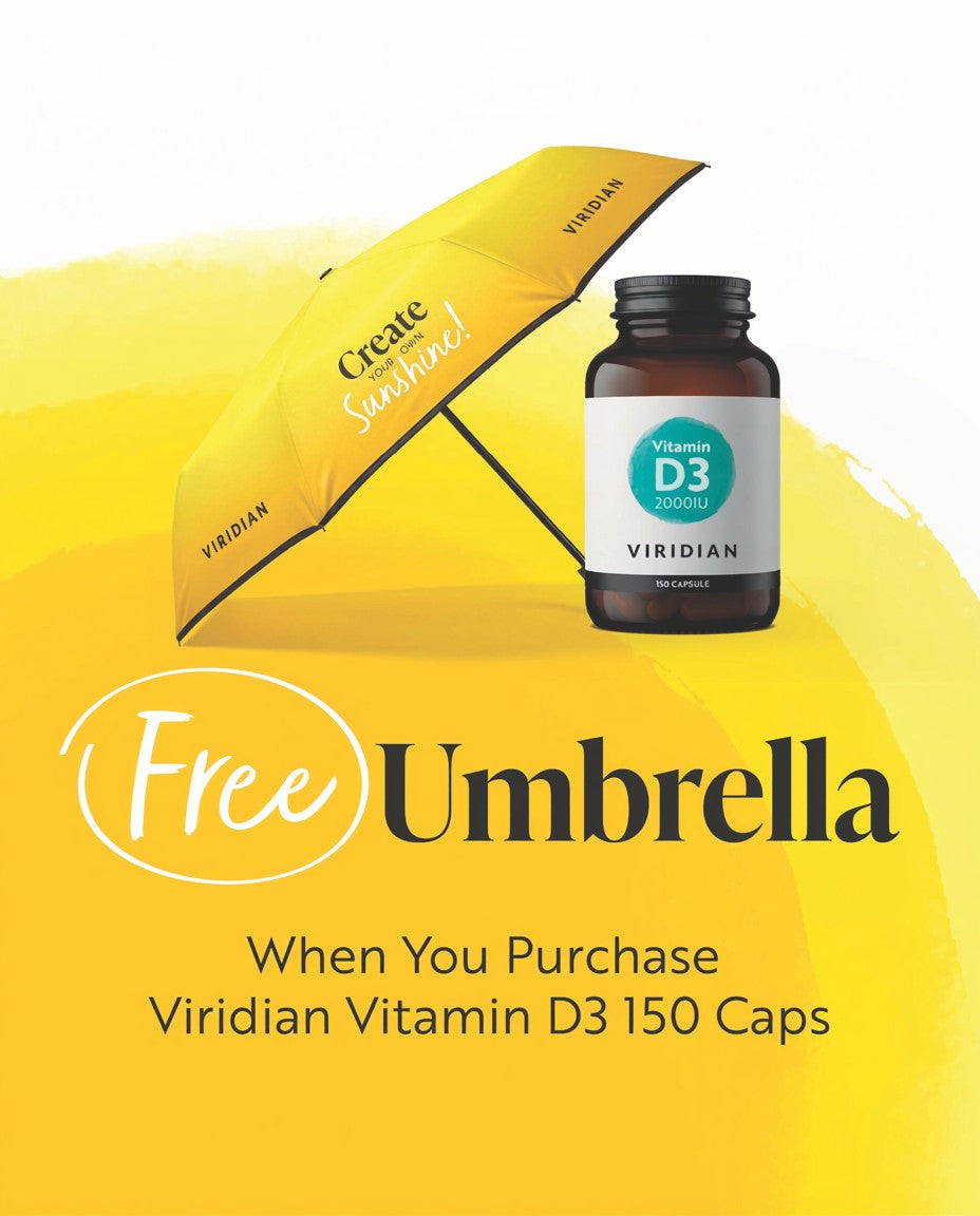 Viridian Vitamin D3 2000IU 150 Capsules + Free Umbrella