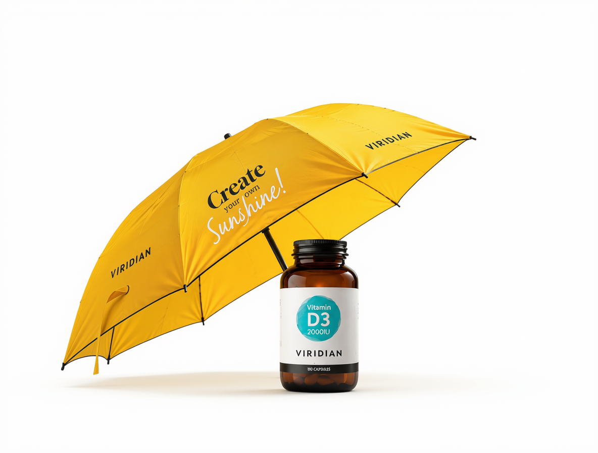 Viridian Vitamin D3 2000IU 150 Capsules + Free Umbrella