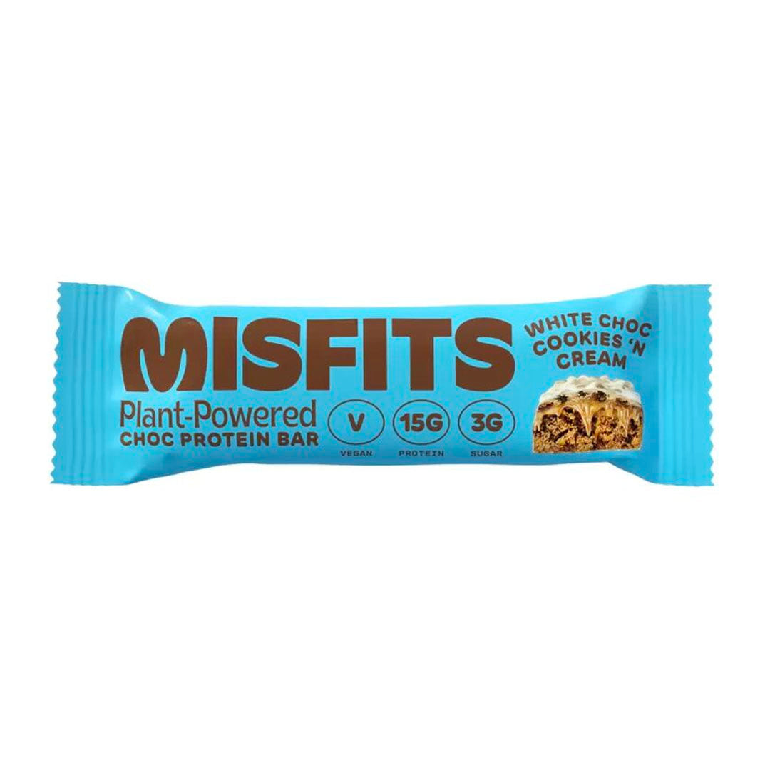 Misfits Plant Powered Chocolate Protein Bar White Choc Cookies n Cream 45G