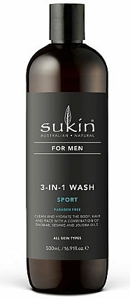 Sukin 3-in-1 Men's Energizing Body Wash 500ml