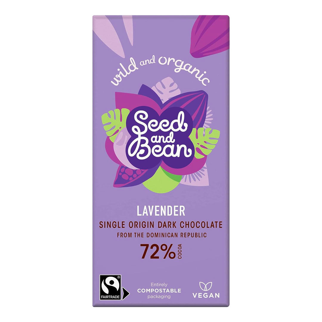 Seed and Bean Lavender Organic Vegan Extra Dark Chocolate Bar