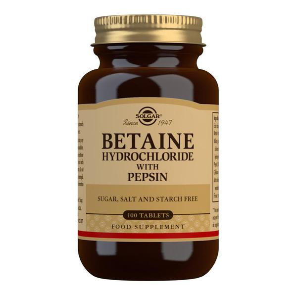 Solgar Betaine HCL With Pepsin 100 Tablets
